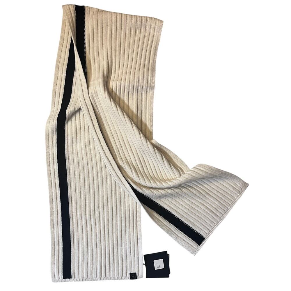 Moose Knuckles Verona Scarf Snow White 100% Merino Wool - NWT